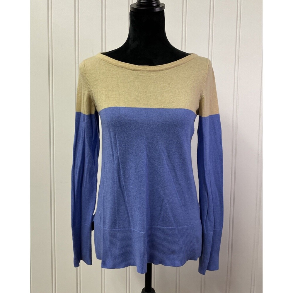 LILLY PULITZER lightweight wool blend DEBRA sweater Blue Beige colorblock Size M